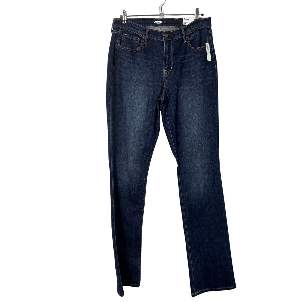 Old Navy Boot Cut Jeans Women 12 Tall Dark Wash Curvy High Rise Stretch Denim